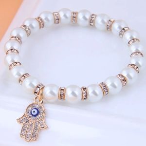 Moonchild's White & Gold Evil Eye Bracelet